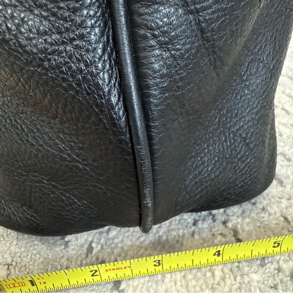 Tory Burch Tote Handbag Shoulder Bag Black Pebbled Leather Read F - Picture 5 of 14